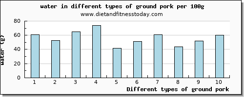 ground pork water per 100g